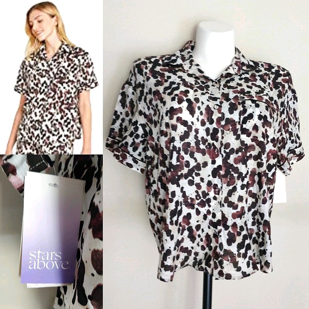 Stars Above Button Up Pajama Top sz XL